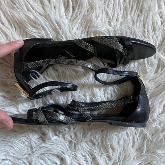 Cole Haan Black Mercer Leather Snake Print Embossed Gladiator Sandals EUC 8.5 - Picture 6 of 10